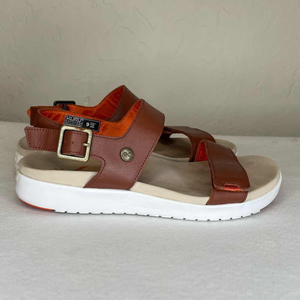 KURU Glide Sandals Women’s 9 Brown Leather Adjustable Lightweight